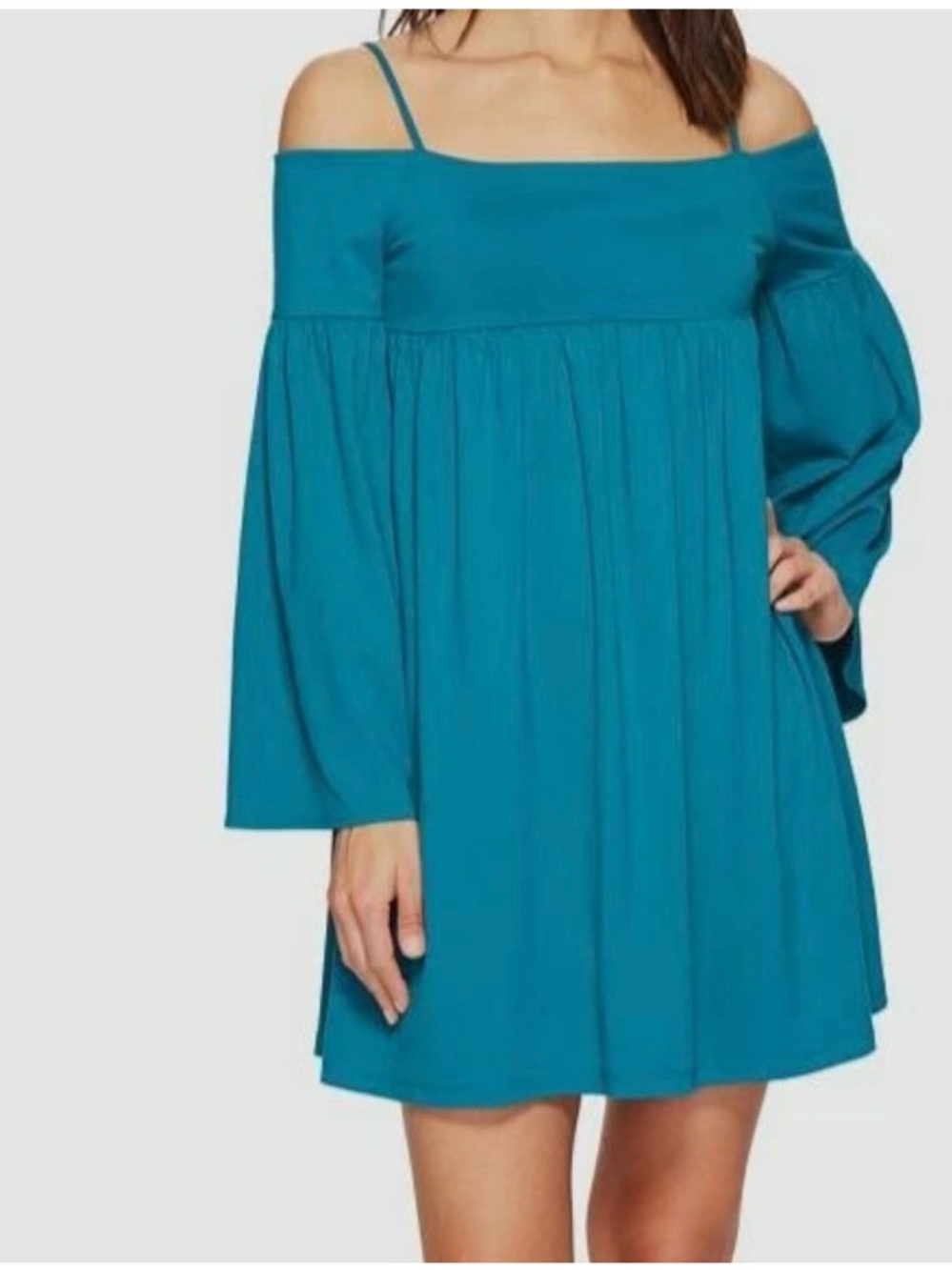 Susana Monaco Teal Cold-Shoulder Mini Dress